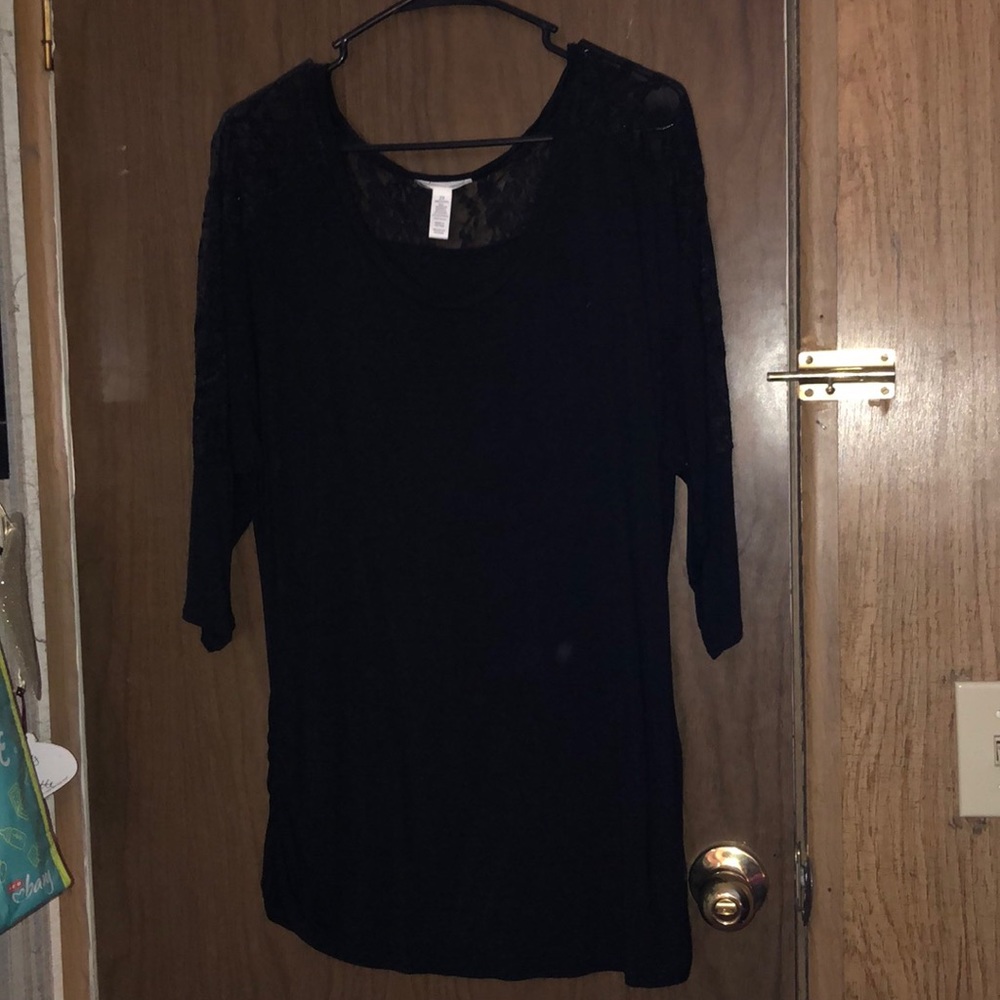 Super cute black blouse with lace